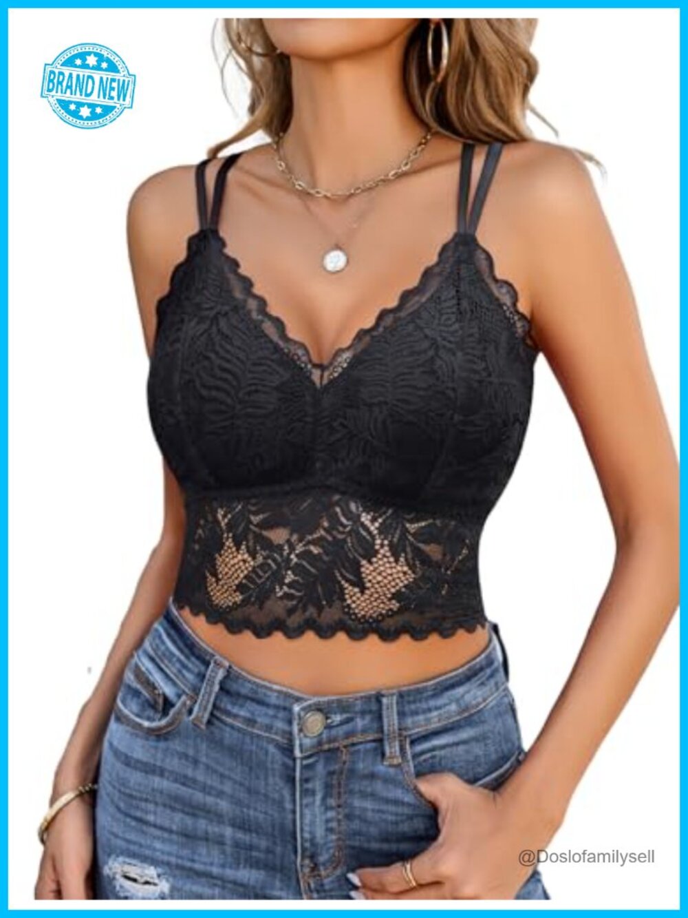 Lace Bralette V Neck Camisole Racerback Adjustable Strap Crop Top
